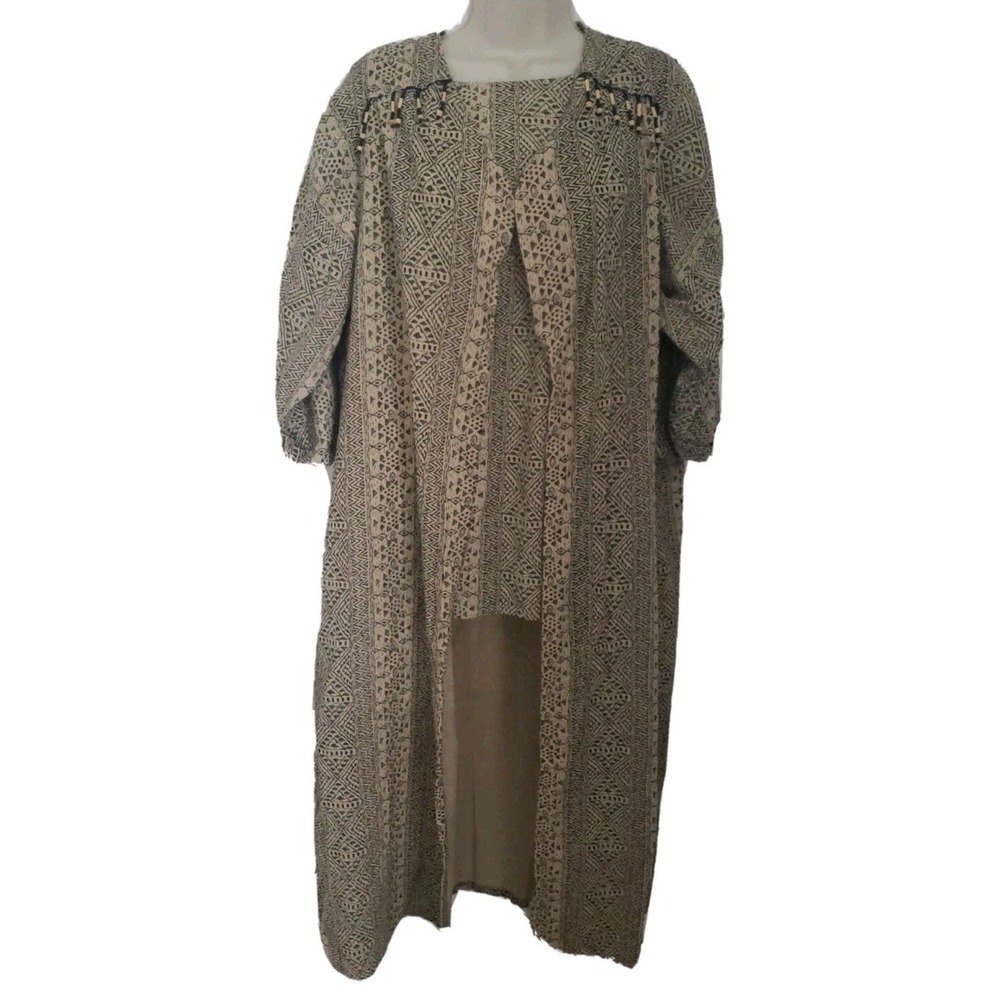 VTG TWO POTATO LAGUNA BEACH SET TOP/OPEN FRONT SLEEVELESS DUSTER TRIBAL USA MADE